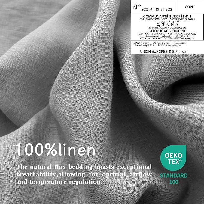 Linen Duvet Cover Set - Queen - 90 x 90 in - 3 Piece