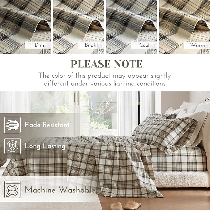 Flannel Bed Sheet Set - Full - 4 Piece