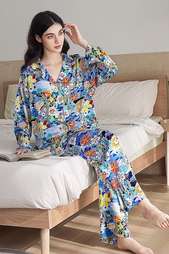Satin Pajama Set - Long Sleeve - 2 Piece