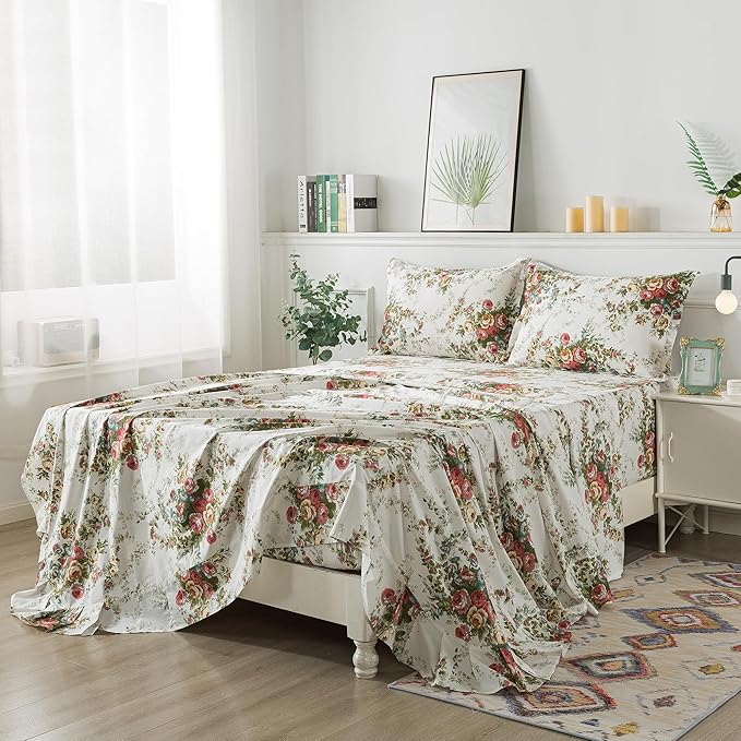 100% Cotton Bed Sheet Set - Twin XL - 4 Piece