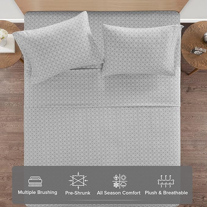 Flannel Bed Sheet Set - King - 4 Piece