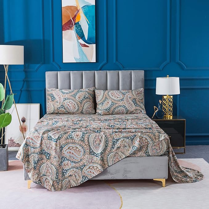 100% Cotton Hypoallergenic Bed Sheet Set - King - 4 Piece