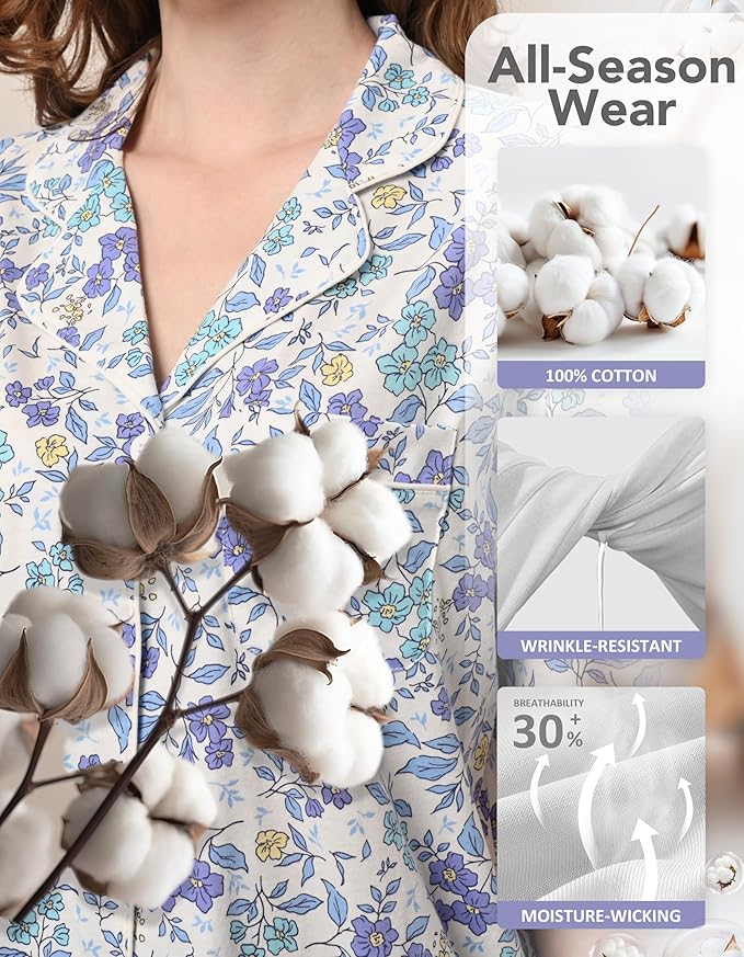 Women's 100% Cotton Pajama Set - 2 Piece
