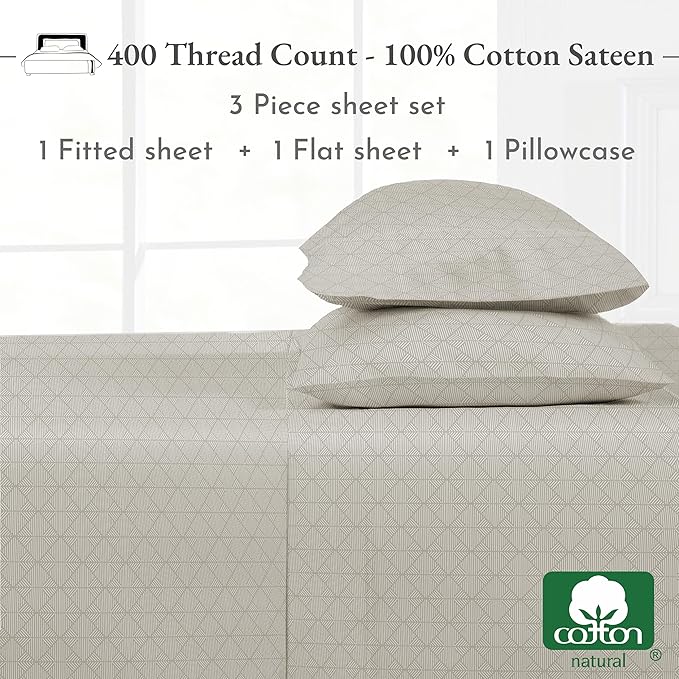 100% Cotton Bed Sheet Set - Twin XL - 3 Piece