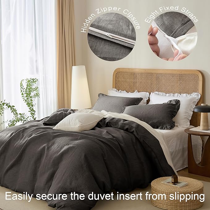 Linen Duvet Cover Set - King - 3 Piece