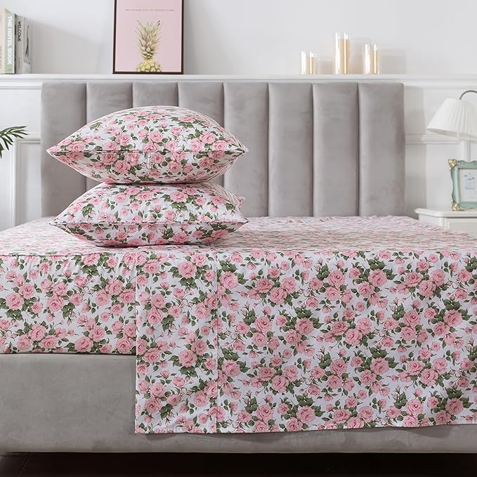 100% Cotton Bed Sheet Set - King - 4 Piece