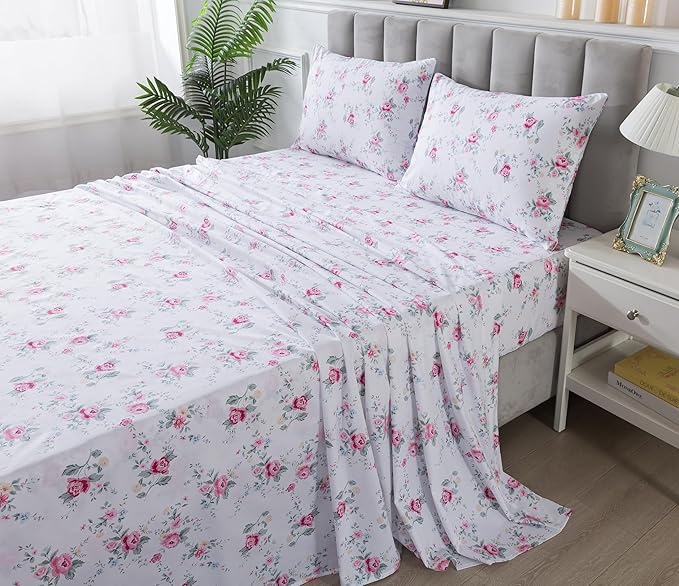100% Cotton Bed Sheet Set - Twin XL - 4 Piece