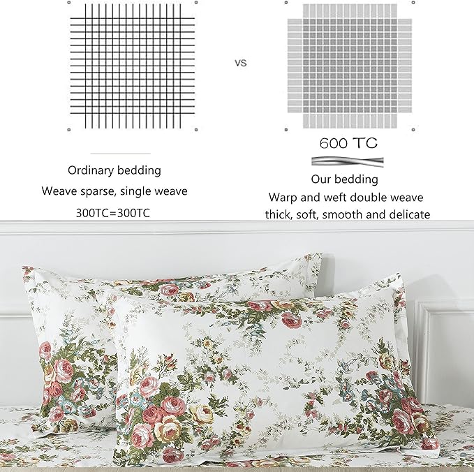 100% Cotton Bed Sheet Set - Queen - 4 Piece