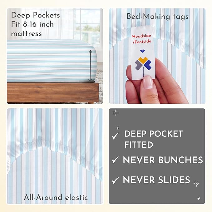 100% Cotton Bed Sheet Set - Queen - 4 Piece