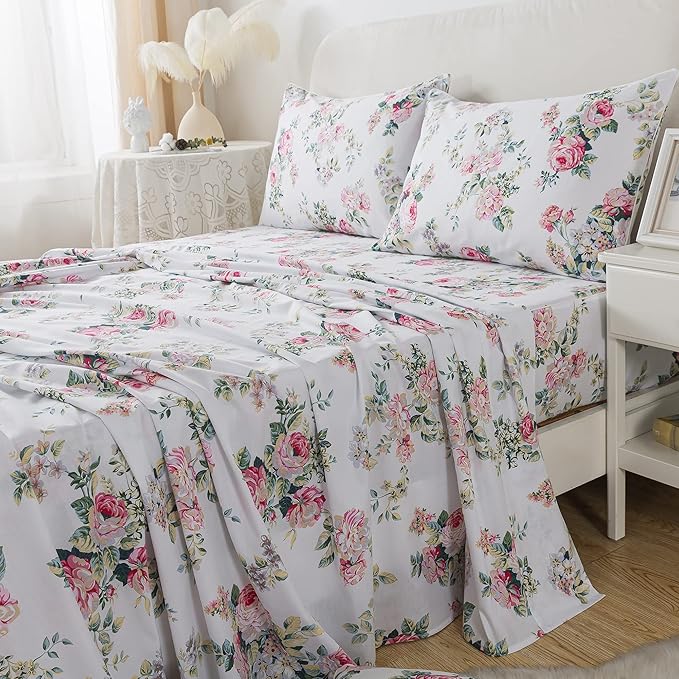 100% Cotton Bed Sheet Set - King - 4 Piece