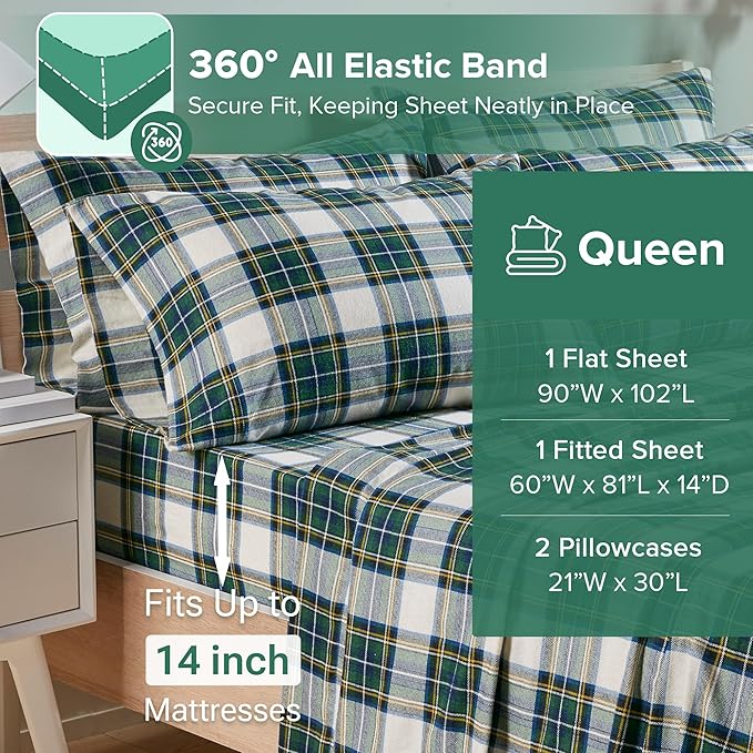 Flannel Bed Sheet Set - Queen - 4 Piece
