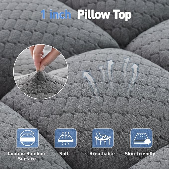Memory Foam Cooling Mattress Topper - Twin XL - 21 in Deep Pocket