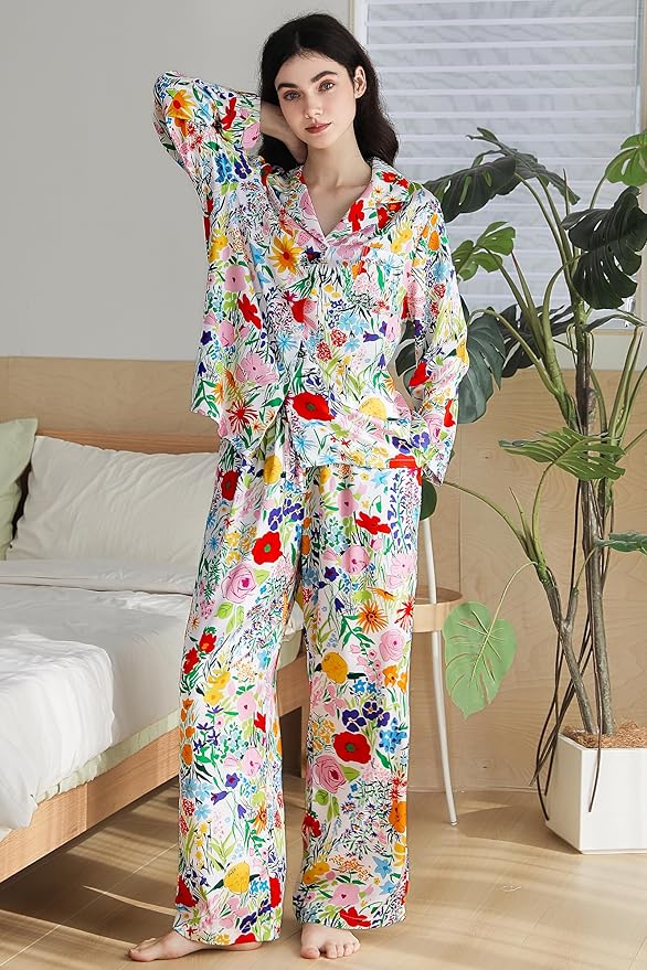 Satin Pajama Set - Long Sleeve - 2 Piece