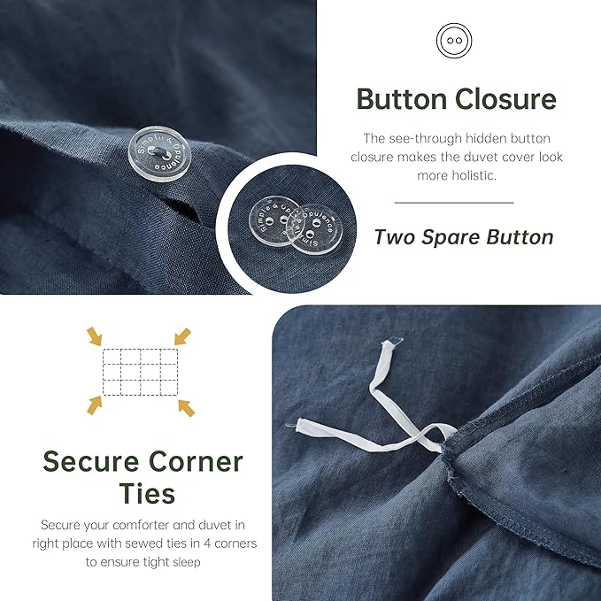 Linen Duvet Cover Set - Queen - 3 Piece