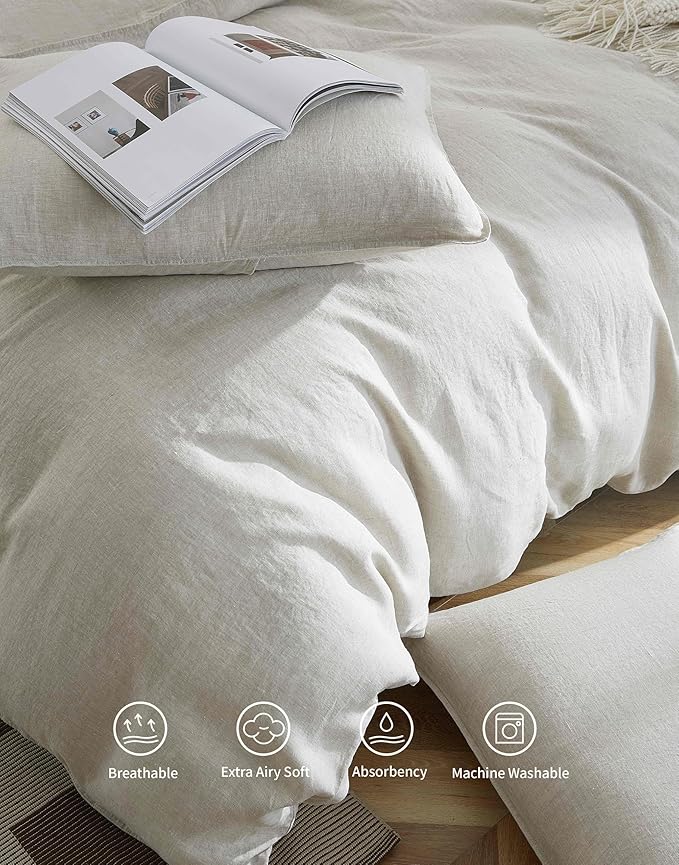 Linen Duvet Cover Set - King - 3 Piece