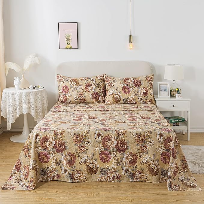 100% Cotton Bed Sheet Set - Queen - 4 Piece