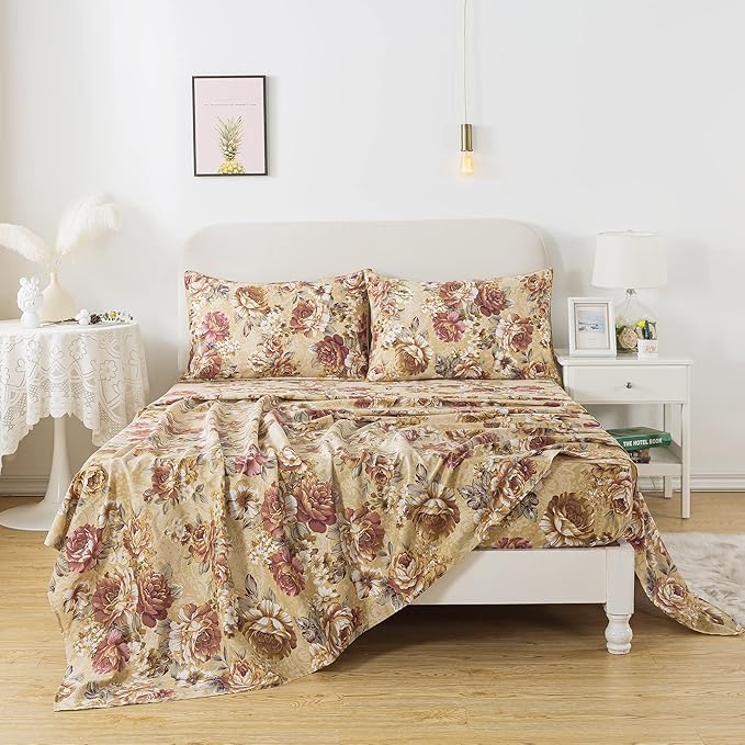 100% Cotton Bed Sheet Set - Queen - 4 Piece