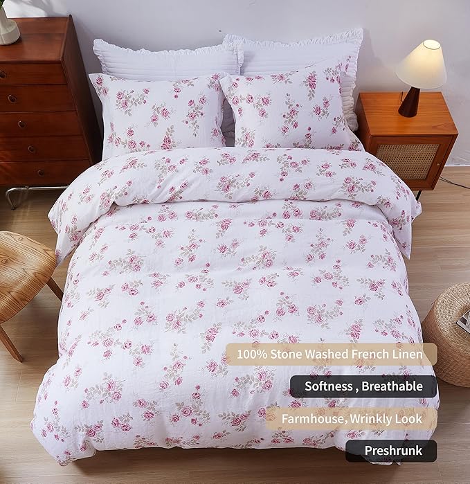 Linen Duvet Cover Set - Queen - 3 Piece