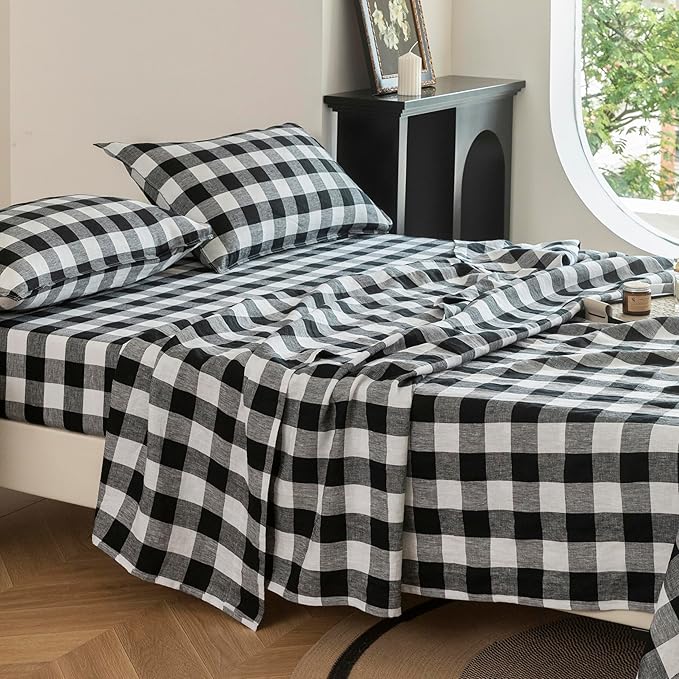 Linen Bed Sheet Set - King - 4 Piece