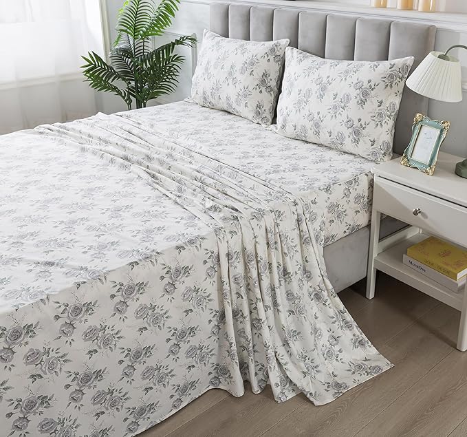 100% Cotton Bed Sheet Set - Full - 4 Piece