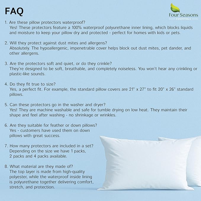 Waterproof Pillow Protector - Queen - 2 Piece