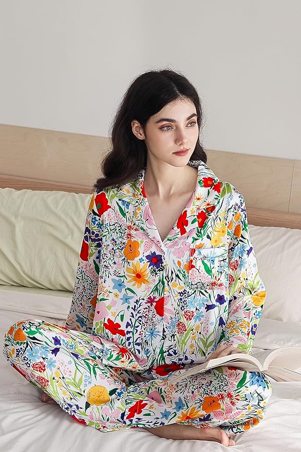 Satin Pajama Set - Long Sleeve - 2 Piece