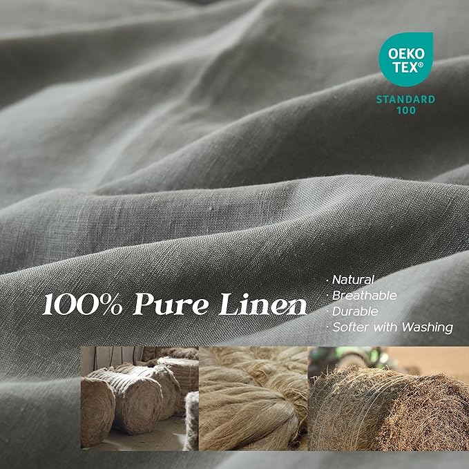 Linen Duvet Cover Set - Queen - 3 Piece