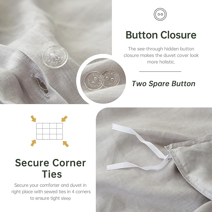 Linen Duvet Cover Set - Full - 3 Piece