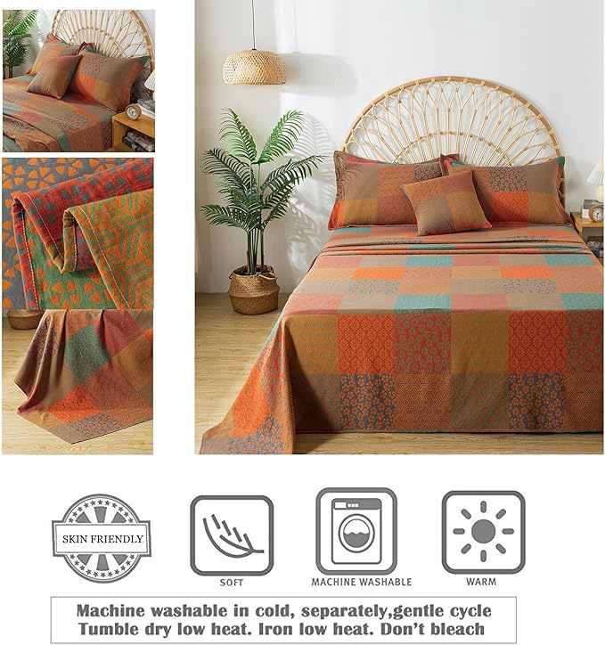 100% Cotton Bed Sheet Set - King - 4 Piece