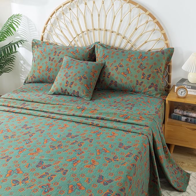 100% Cotton Bed Sheet Set - Queen - 4 Piece