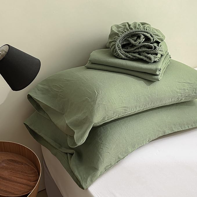 Linen Bed Sheet Set - King - 6 Piece