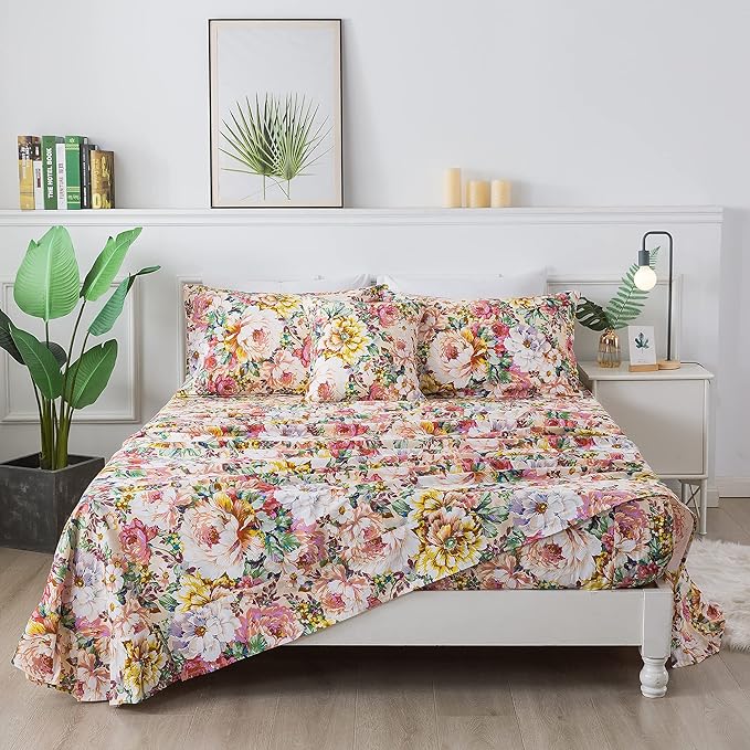 100% Cotton Bed Sheet Set - Queen - 4 Piece