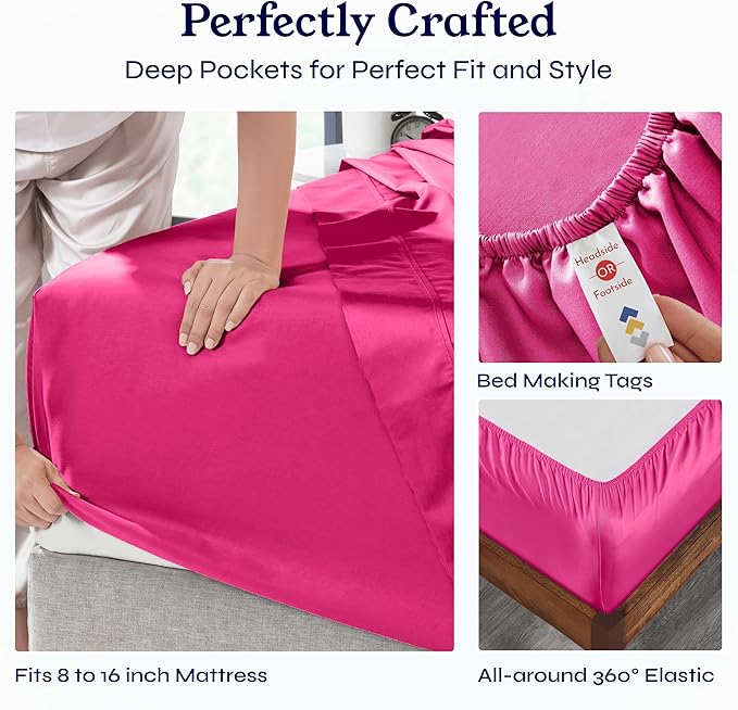 100% Cotton Bed Sheet Set - King - 4 Piece