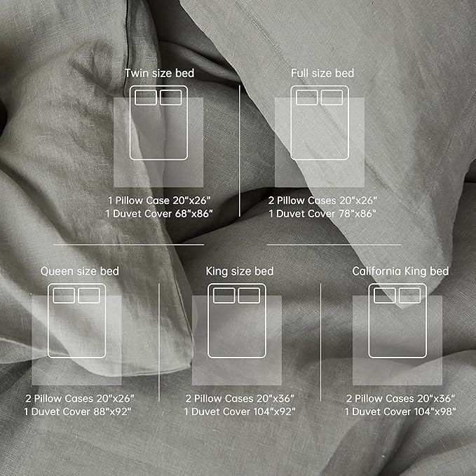 Linen Duvet Cover Set - King - 3 Piece