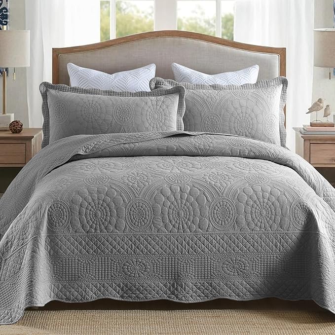 100% Cotton Quilt Set - King - 3 Piece
