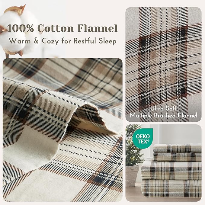 Flannel Bed Sheet Set - Full - 4 Piece