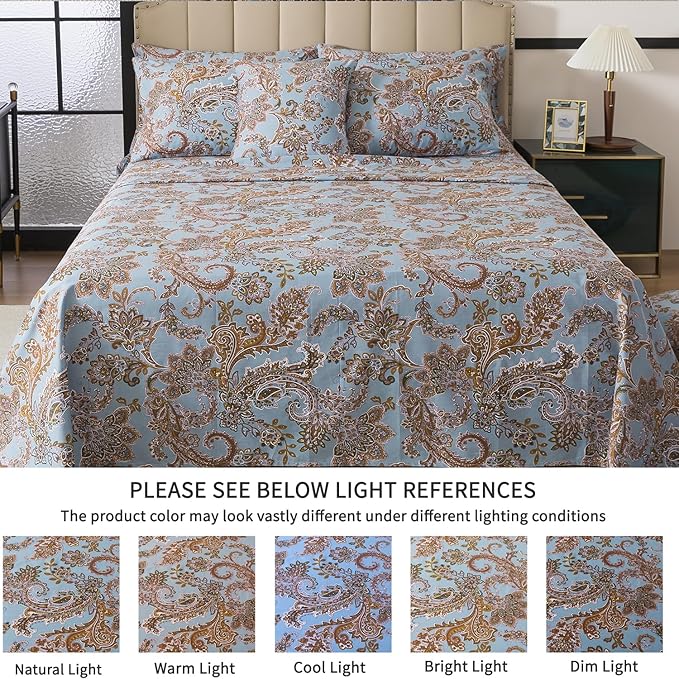 100% Cotton Bed Sheet Set - King - 4 Piece