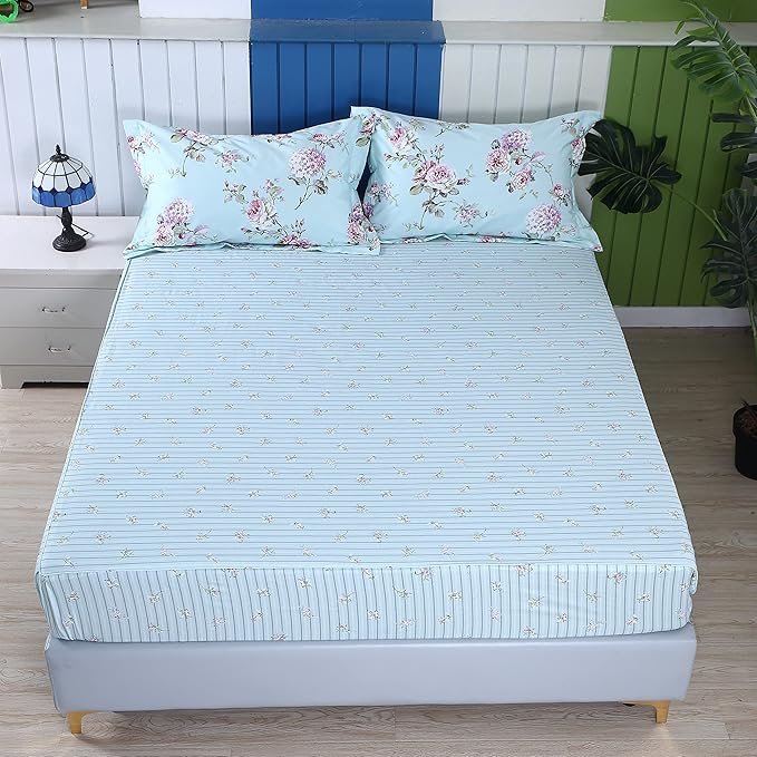 100% Cotton Bed Sheet Set - Queen - 4 Piece