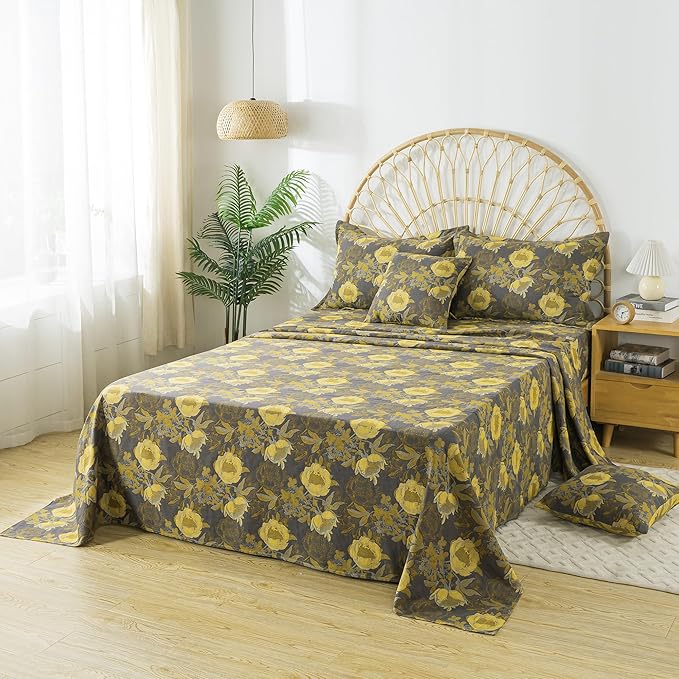 100% Cotton Bed Sheet Set - Queen - 4 Piece
