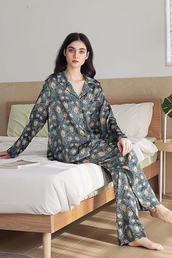 Satin Pajama Set - Long Sleeve - 2 Piece