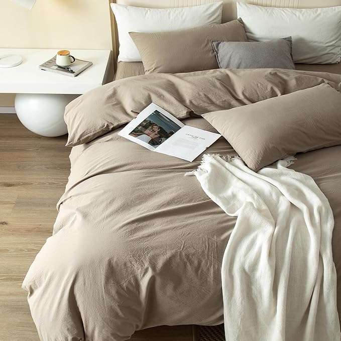 Linen Duvet Cover Set - Queen - 98 x 98 in - 3 Piece