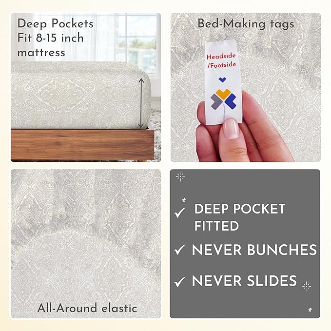 100% Cotton Bed Sheet Set - Twin XL - 3 Piece
