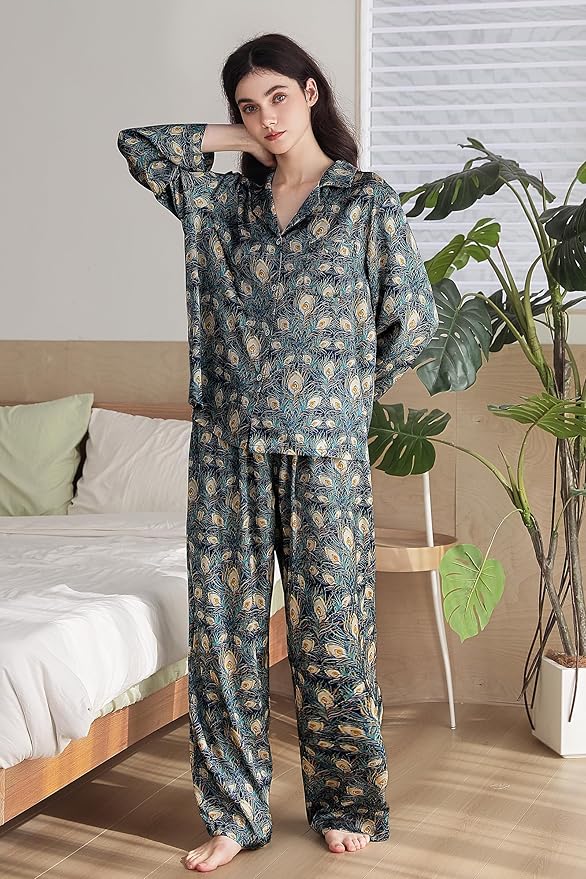 Satin Pajama Set - Long Sleeve - 2 Piece