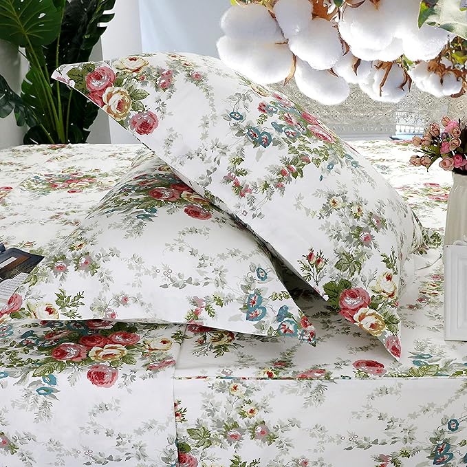 100% Cotton Bed Sheet Set - Queen - 4 Piece