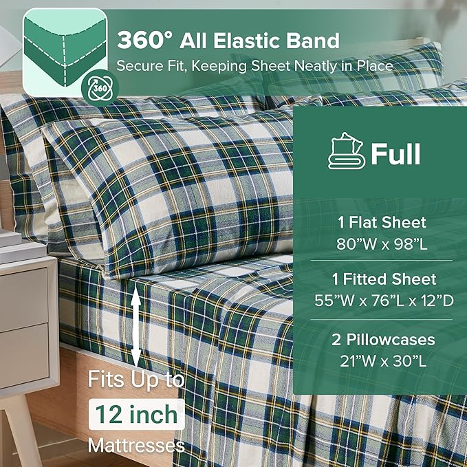 Flannel Bed Sheet Set - Full - 4 Piece