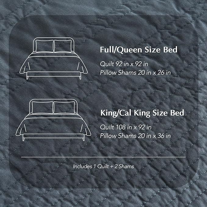 100% Cotton Quilt Set - King - 3 Piece