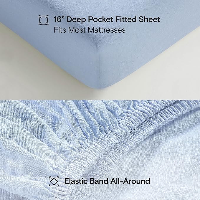 Linen Cooling Bed Sheet Set - Queen - 4 Piece
