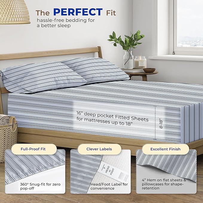 Cooling Bed Sheet Set - Twin - 16 in Deep Pocket - 3 Piece