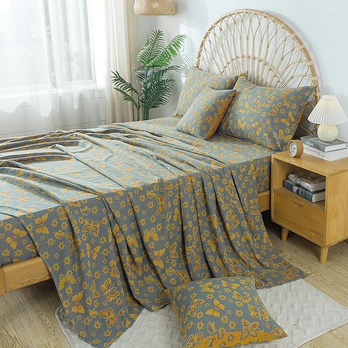 100% Cotton Bed Sheet Set - Queen - 4 Piece