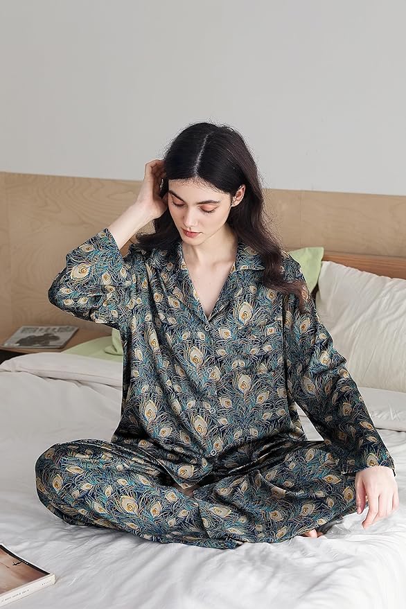 Satin Pajama Set - Long Sleeve - 2 Piece